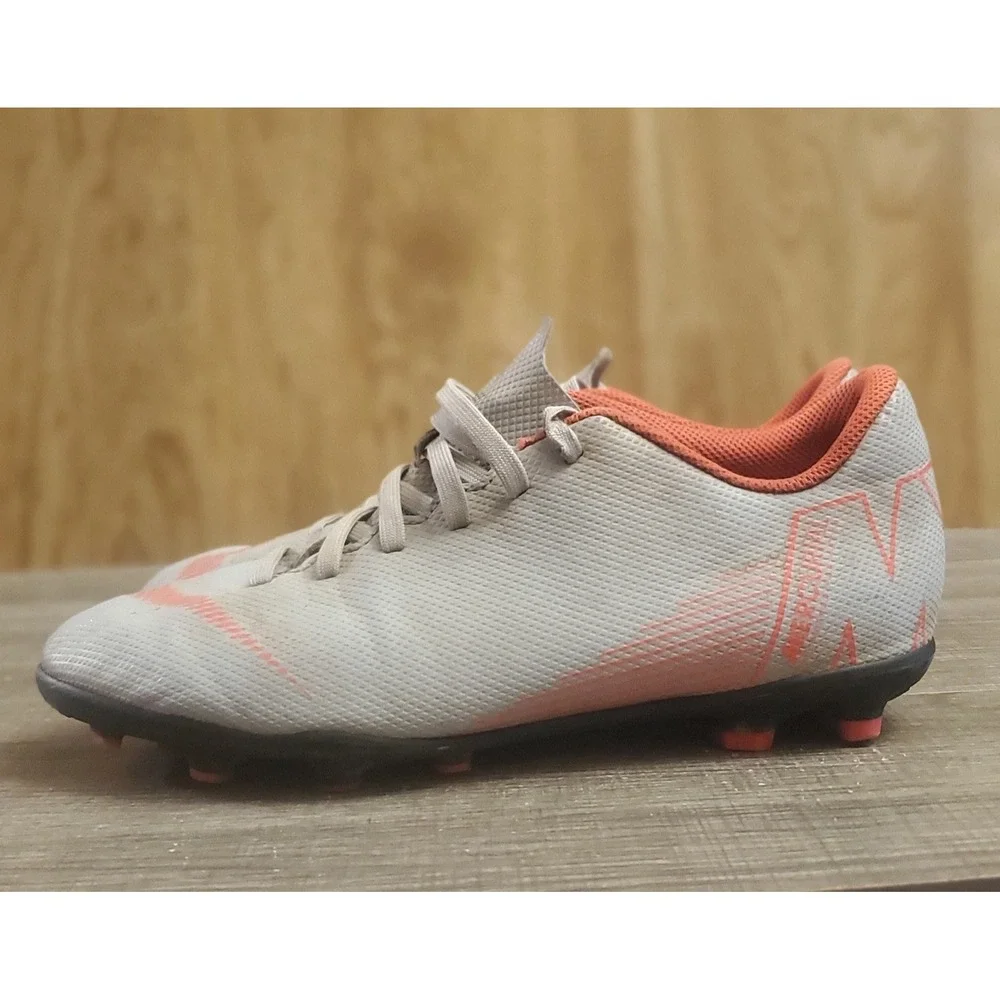 Nike‎ Mercurial Vapor 12 Soccer Cleats Youth Size 5.5 Gray Orange